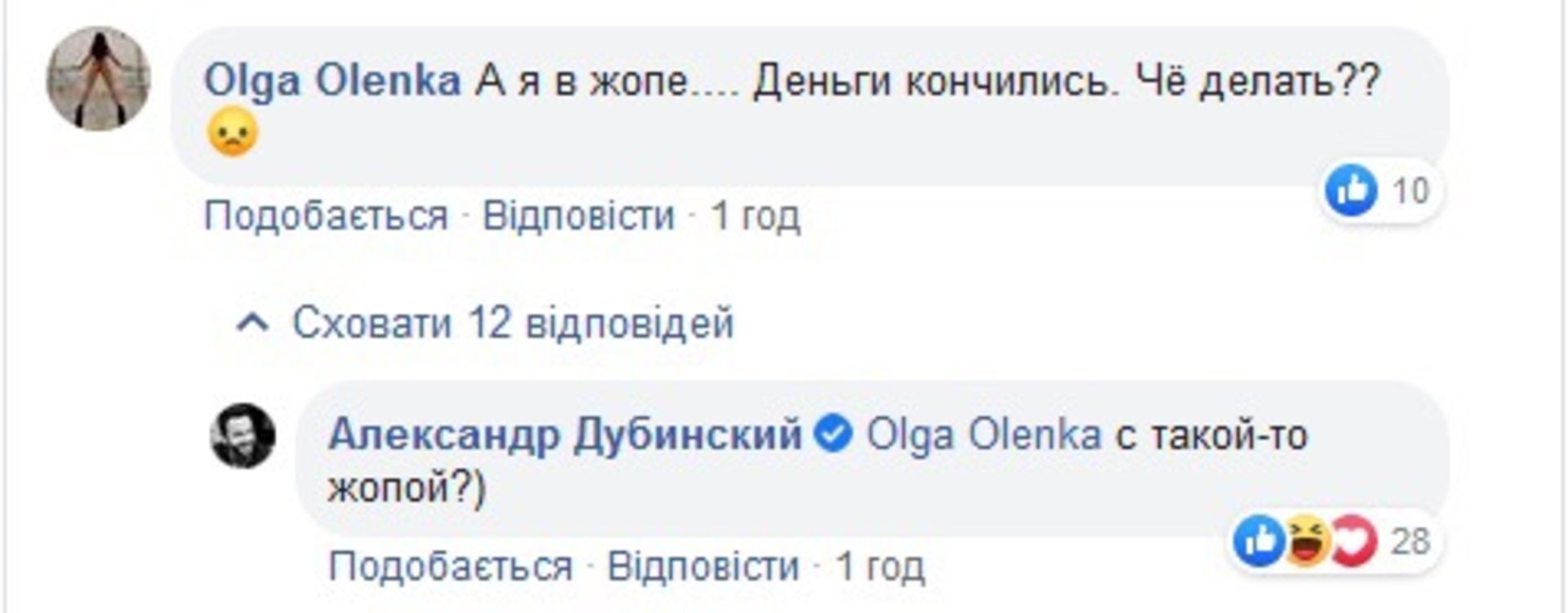 “Слуга народу” порекомендував дівчині заробляти ж*пою, якщо у неї закінчилися гроші. Скриншот: Думка