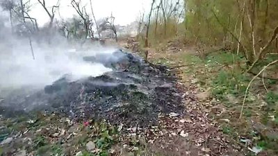 Як працівники Червоноградської міськради палять сміття на вулиці міста (ВІДЕО)