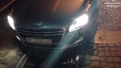 П’яна львів’янка на Peugeot 2008 знесла зупинку громадського транспорту (ВІДЕО)