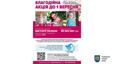 Школи Львова проводять благодійну акцію для порятунку Вікторії Полюги