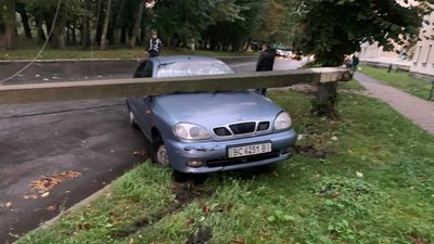 На Львівщині водій не розминувся із електроопорою (ФОТО)