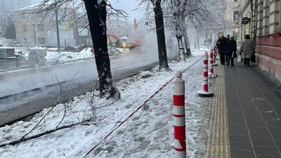 Асфальт у сніг: у Львові триває ремонт вулиці Степана Бандери (ФОТО)