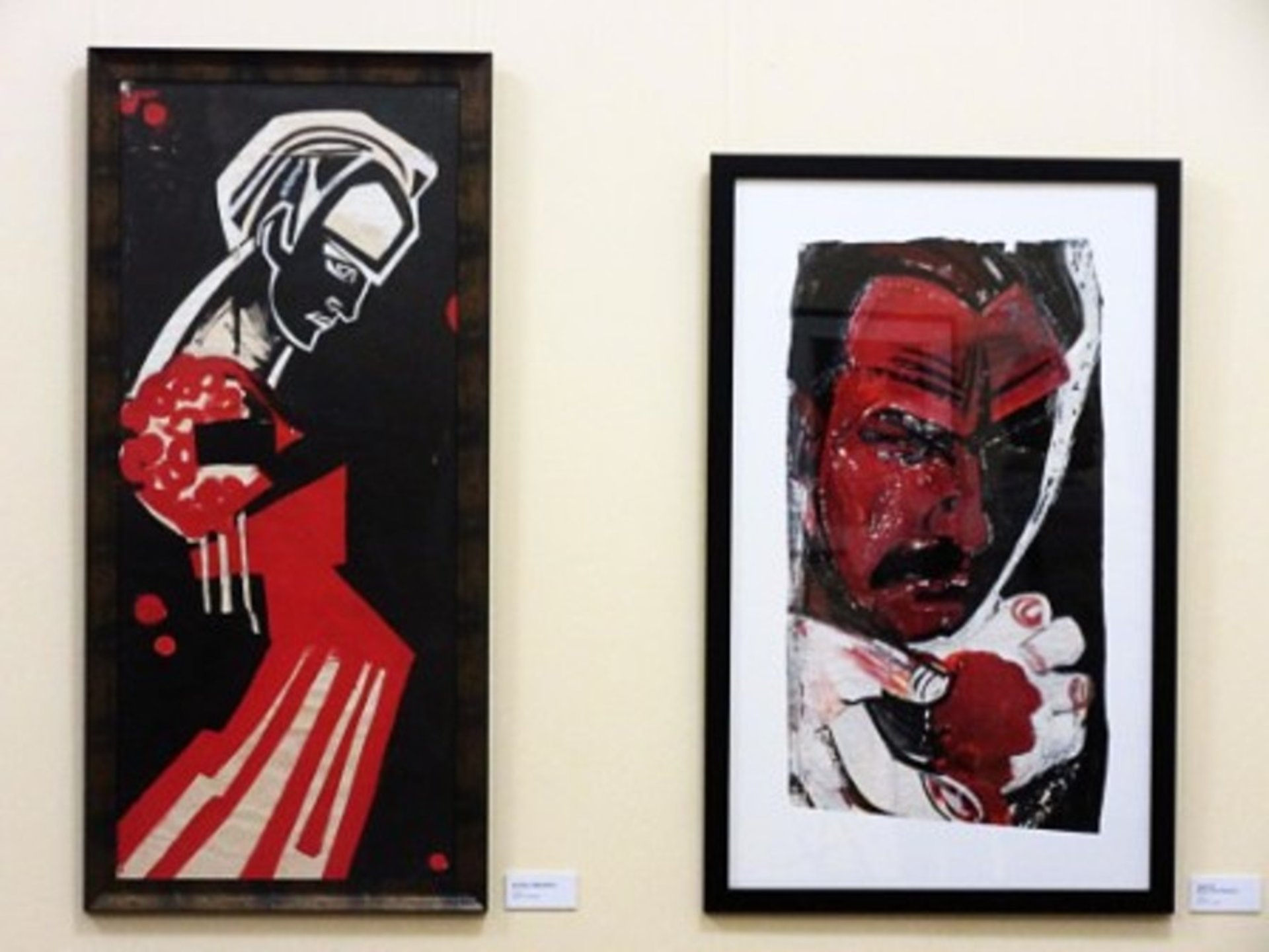 «Василь Симоненко» ( темпера, папір, 1964) і «Портрет Івана Світличного» (калька, гуаш, 1965)
