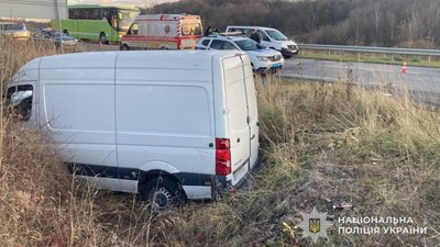 На Львівщині мікроавтобус злетів з дороги