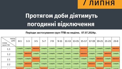 Як на Львівщині виключатимуть світло 7 липня