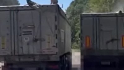 На Львівщині водій вантажівки на дорозі перекидав вантаж (ВІДЕО)