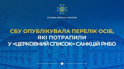 ​​СБУ опублікувала перелік осіб, які потрапили у «церковний список» санкцій РНБО