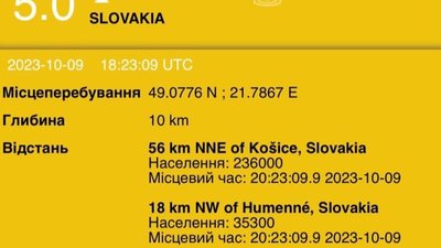 Землетрус стався 190 кілометрів від Львова