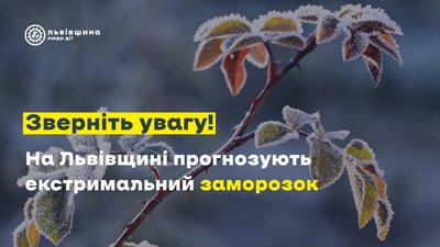 На Львівщині оголошено червоний рівень небезпеки через надзвичайні заморозки