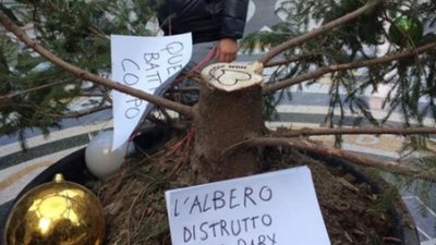 Різдвяна ялинка у найвідомішому торговому центрі Неаполя простояла добу, її вкрали