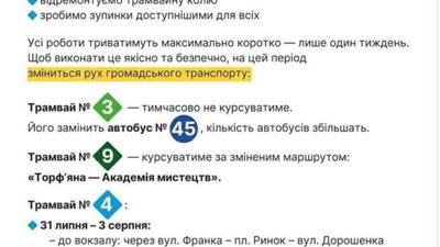 У Львові заради велодоріжки зупинять рух трамваїв