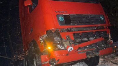 Біля Львова вантажівка з’їхала у кювет