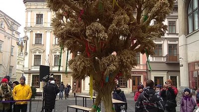 У переддень Різдва у Львові встановили Різдвяного Дідуха