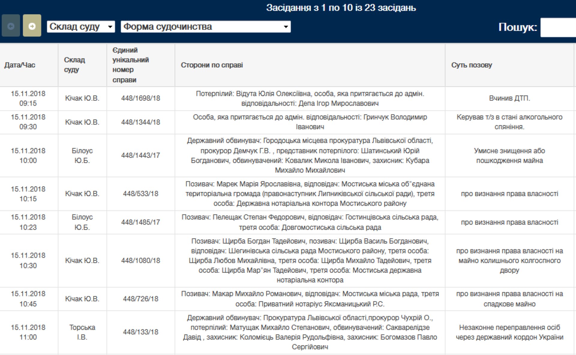 Скриншот/Мостиський районний суд