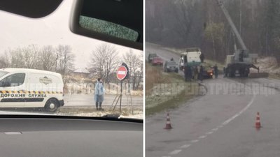 Дорогу з Дрогобича на Трускавець перекрили для руху транспорту (ФОТО)