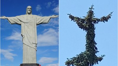 Ялинка в Луцьку перетворилася на статую Христа-Спасителя з Ріо (ФОТО)