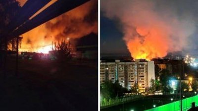 У Підмосков'ї вночі загорілася військова частина: вогонь знищив казарму (ВІДЕО)
