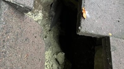 У центрі Львова на тротуарі утворилось провалля (ФОТО)