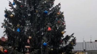 У центрі Самбора місцеві жителі розтрощили новорічні декорації (ВІДЕО)
