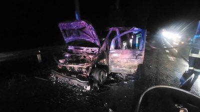 На Львівщині на трасі згорів автомобіль