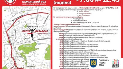 Вулиці Львова закриють для руху через марафон