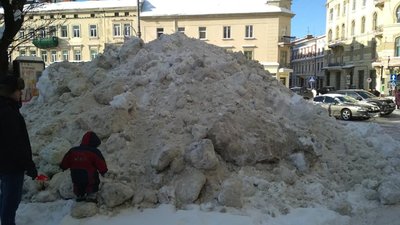 У Львові брила снігу знищила автомобіль (ВІДЕО)