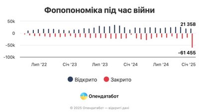 За січень 2025 року в Україні закрились понад 60 тисяч підприємців