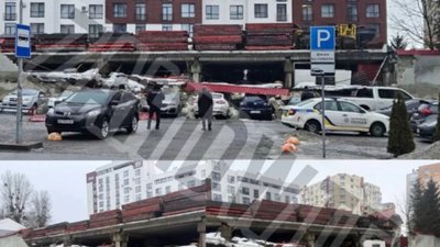У Львові на автомобілі обвалилась стіна