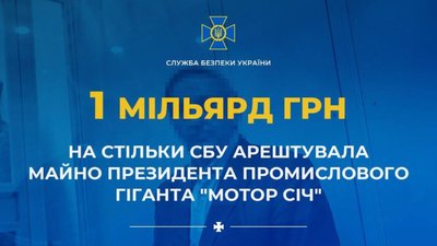 ​​СБУ арештувала майно президента промислового гіганта «Мотор Січ» на майже 1 млрд грн