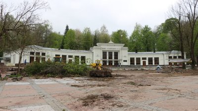 У Трускавці зрізали аварійні дерева біля бювету (ФОТО)