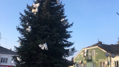 У Яворові новорічну ялинку прикрасили бантами (ФОТО)