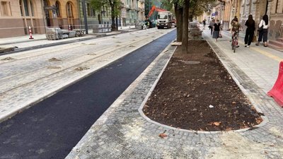 У Львові на вулиці Степана Бандери у мінусову температуру кладуть асфальт (ВІДЕО)