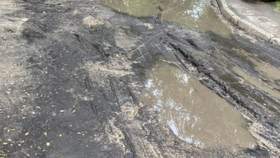 У Львові одна із доріг потопає у болоті