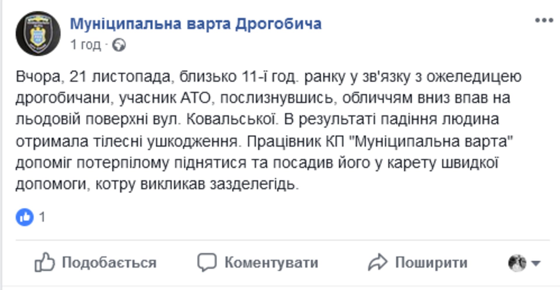 Скриншот/"Муніципальна варта Дрогобича"
