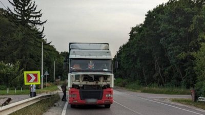 На Львівщині через вантажівку частково перекрили рух (ФОТО)