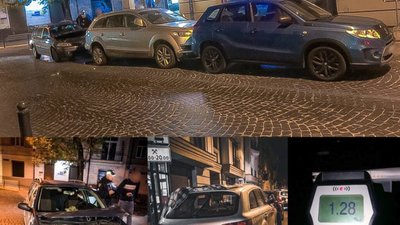 27-річний пʼяний водій не розминувся із припаркованими автомобілями у центрі Львова
