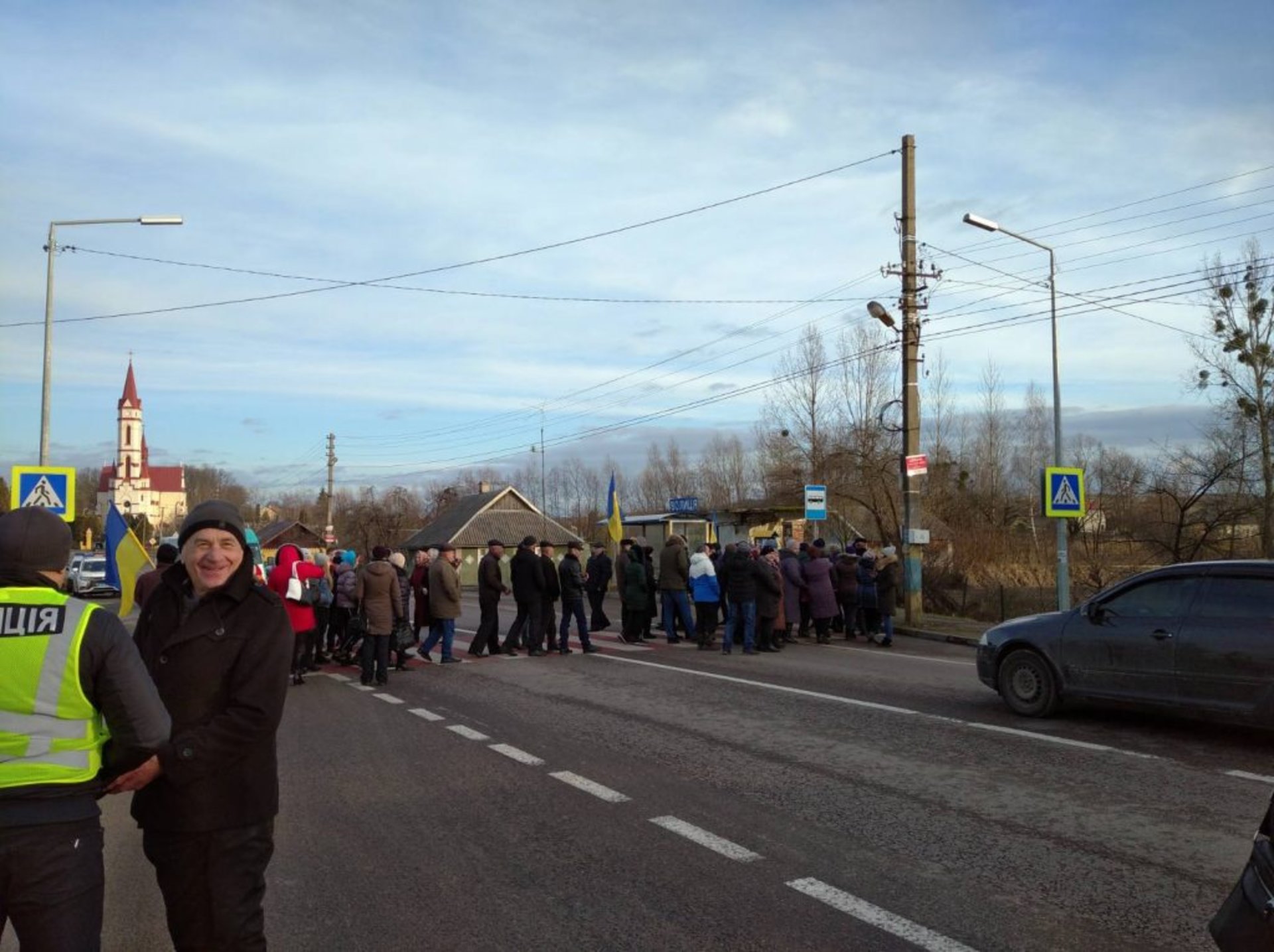 На Львівщині перекрили трасу до Польщі. Фото Віталій Горбатенко