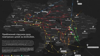 Сьогоднішня ніч на карті: орієнтований вектор атаки з повітря, – Monitorwar