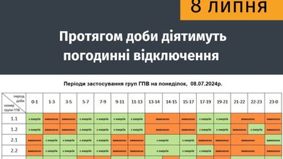 Як на Львівщині виключатимуть світло 8 липня