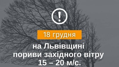 На Львівщині очікують пориви вітру