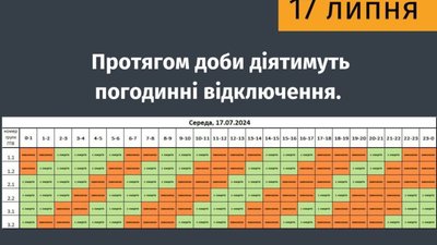 Як на Львівщині виключатимуть світло 17 липня