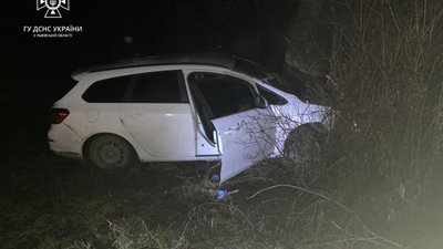 На Львівщині серед ночі водій автомобіля влетів у дерево (ФОТО)